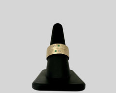 ZEUS RING WITH EMERALD AND DIAMOND YELLOW GOLD 5MM WIDE