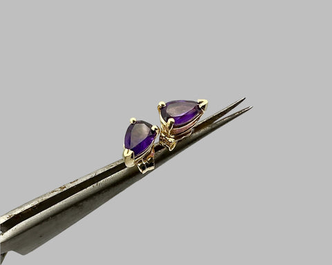 PURPLE DREAM STUDS AMETHYST AND YELLOW GOLD